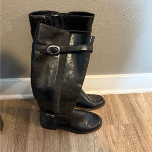 AEROSOLES Black Knee-High Boots with Buckles
